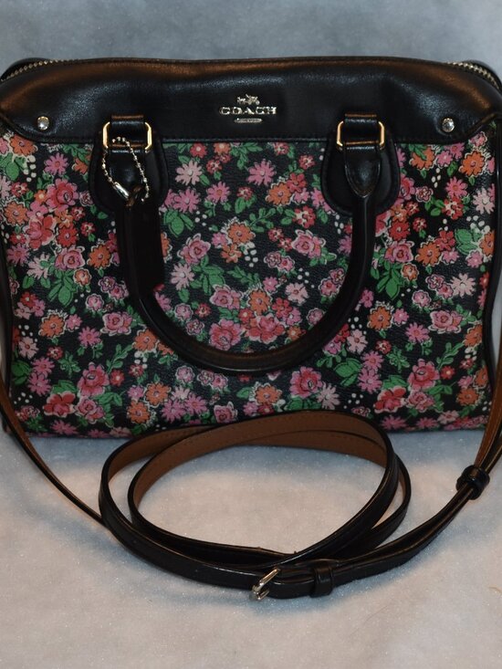 Coach Handbags - Coach F57882 Small Bennett Satchel Pink Orange Floral